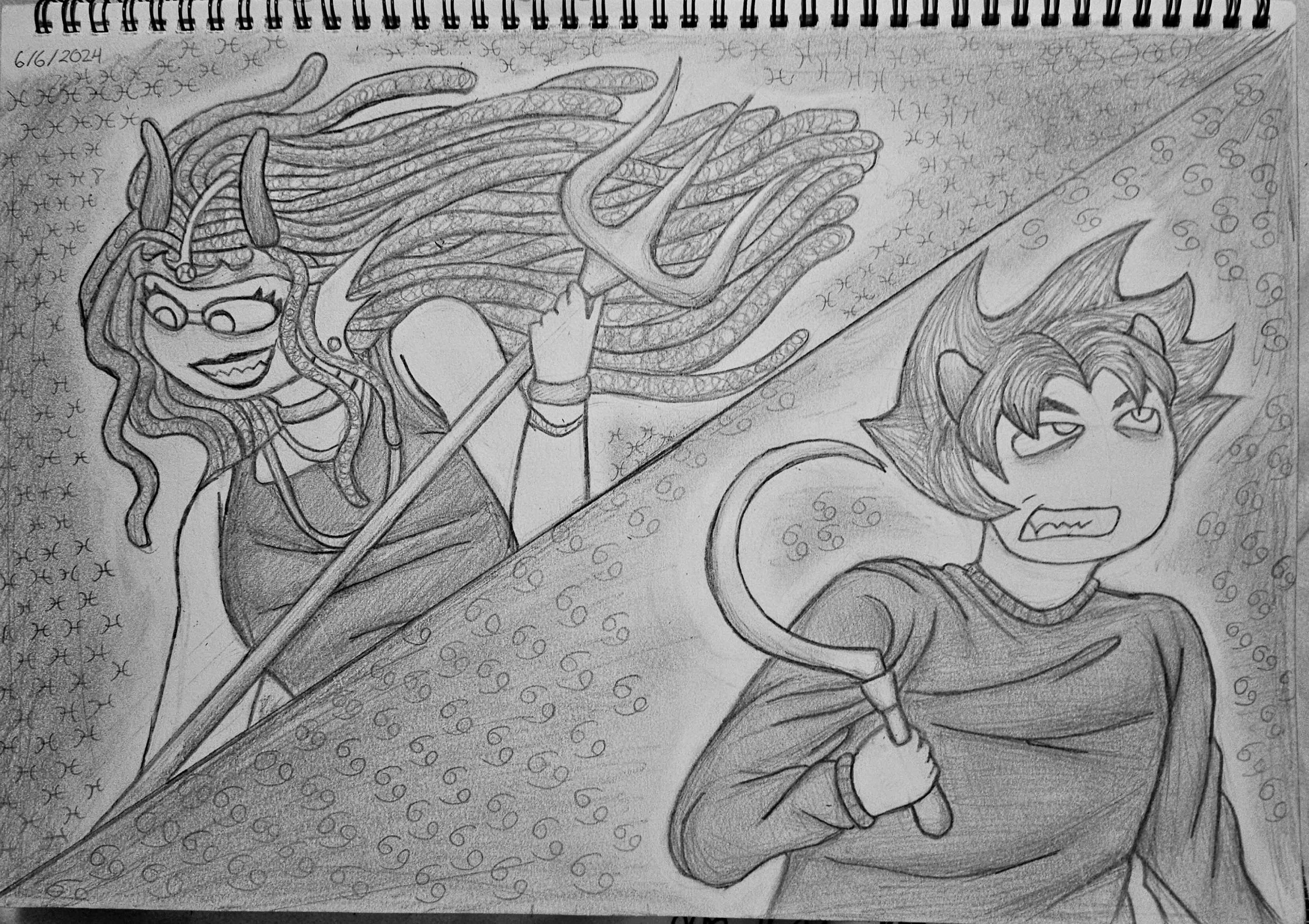 A traditional drawing of Feferi and Karkat.